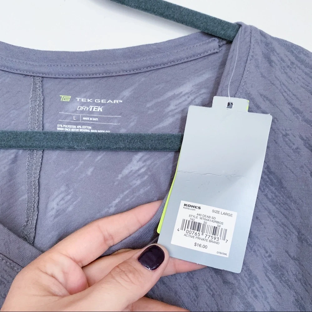 Tek Gear Gray Slub Workout T-Shirt - Picture 2 of 3